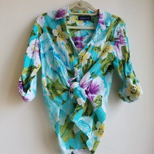 Tropical Tied Floral 100% cotton Summer Shirt